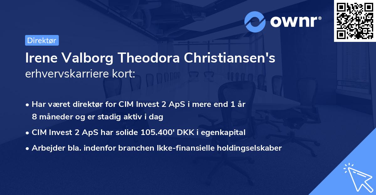 Irene Valborg Theodora Christiansen's erhvervskarriere kort