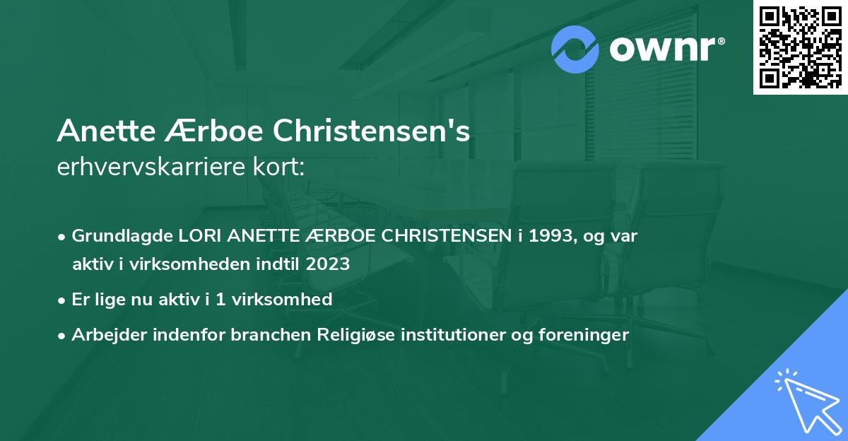 Anette Ærboe Christensen's erhvervskarriere kort