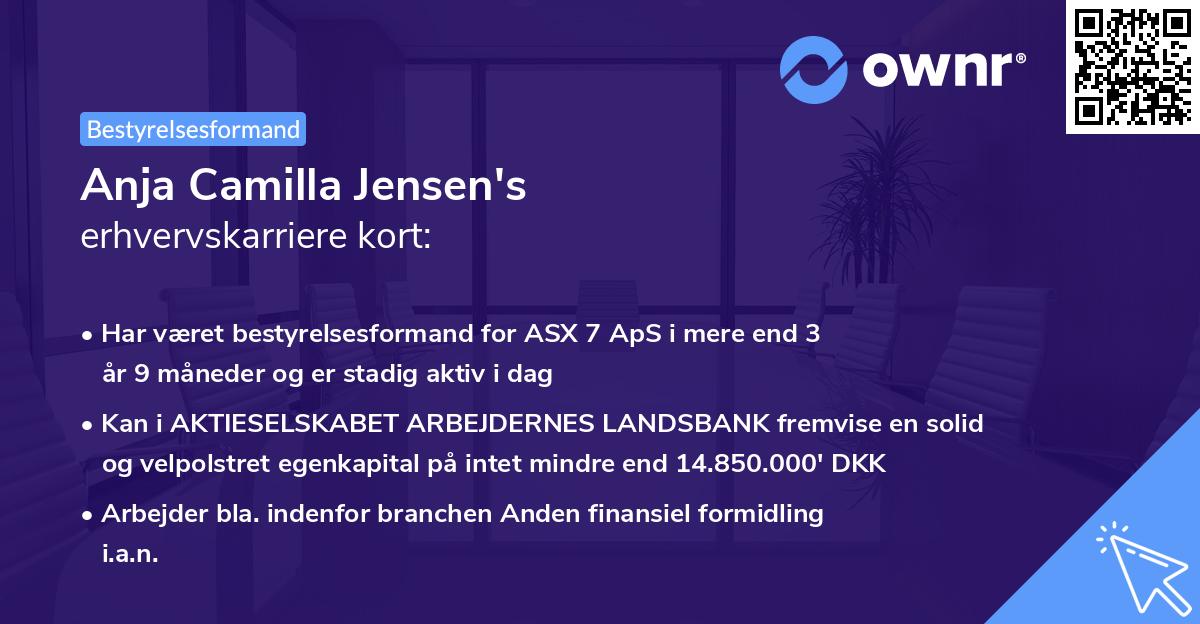 Anja Camilla Jensen's erhvervskarriere kort