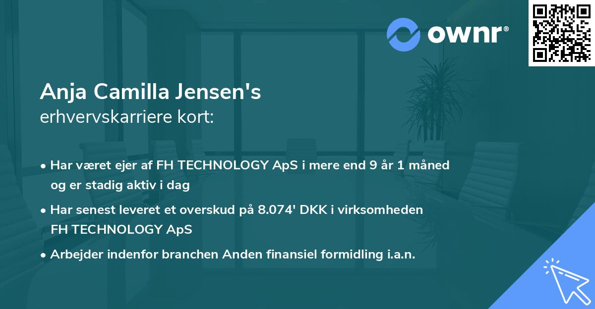 Anja Camilla Jensen's erhvervskarriere kort