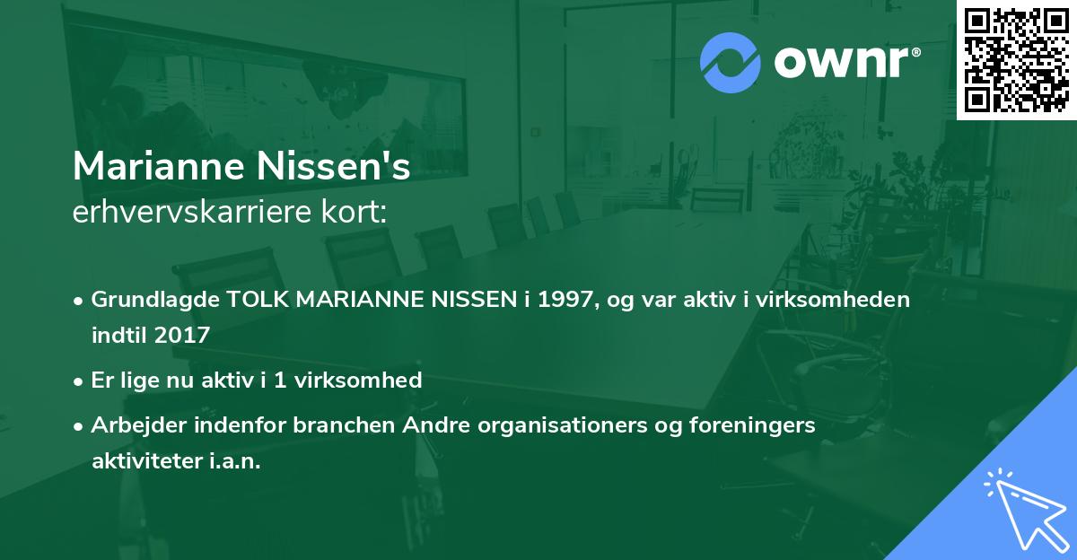 Marianne Nissen's erhvervskarriere kort
