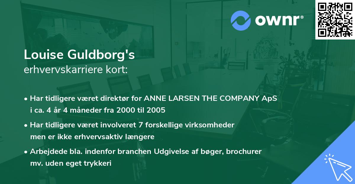 Louise Guldborg's erhvervskarriere kort