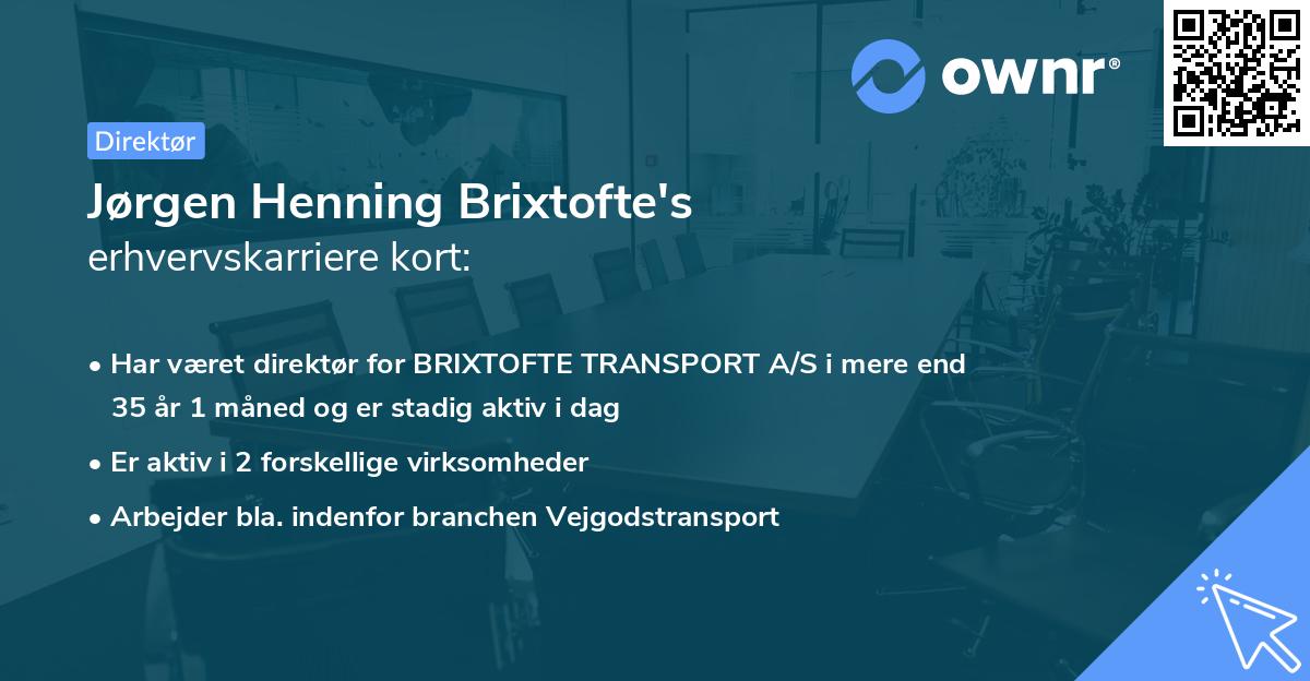 Jørgen Henning Brixtofte's erhvervskarriere kort
