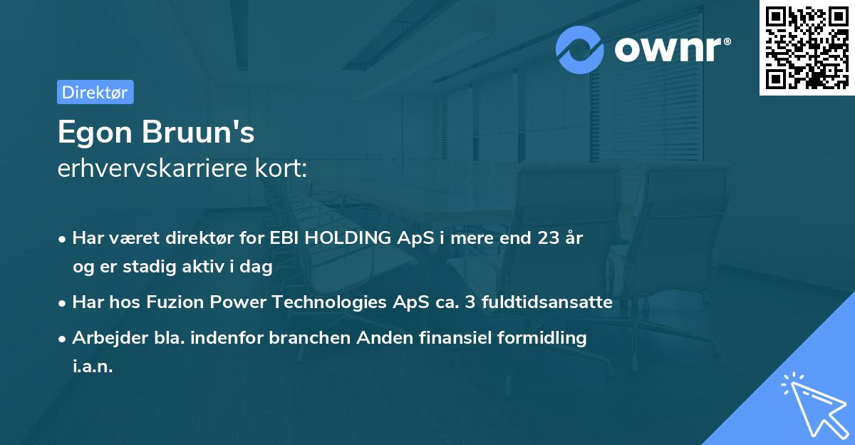Egon Bruun's erhvervskarriere kort