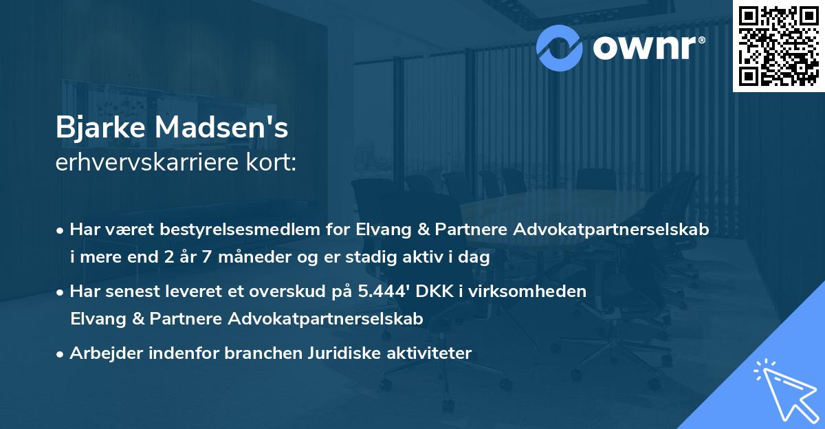 Bjarke Madsen's erhvervskarriere kort