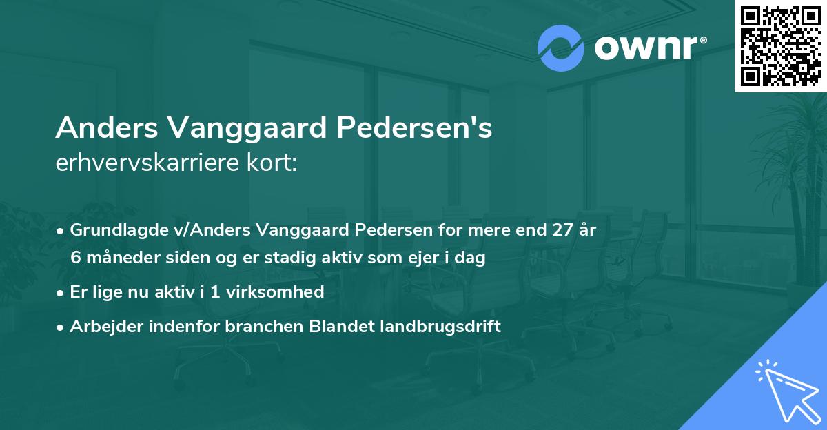 Anders Vanggaard Pedersen's erhvervskarriere kort