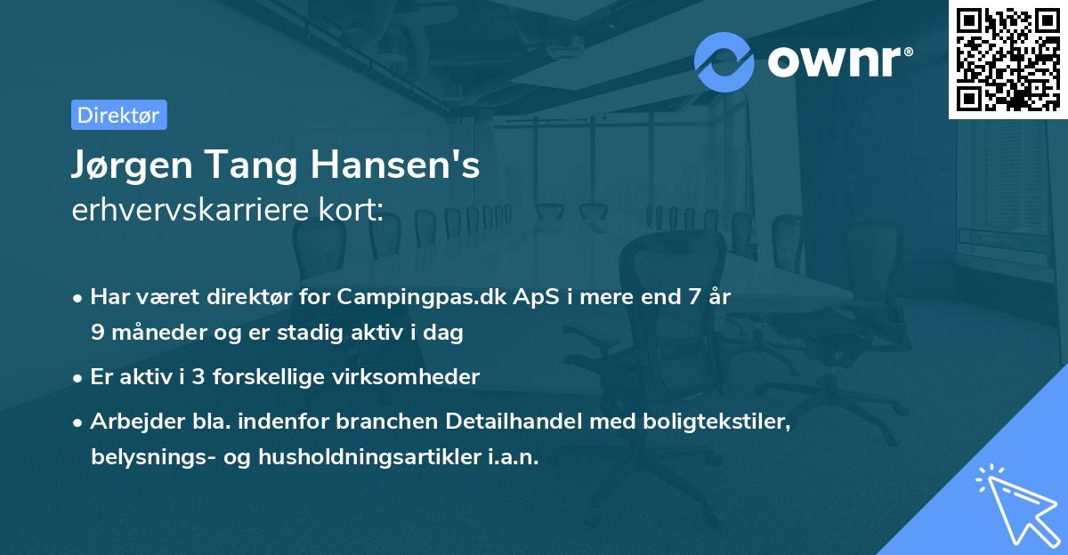 Jørgen Tang Hansen's erhvervskarriere kort