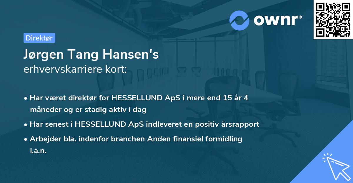 Jørgen Tang Hansen's erhvervskarriere kort