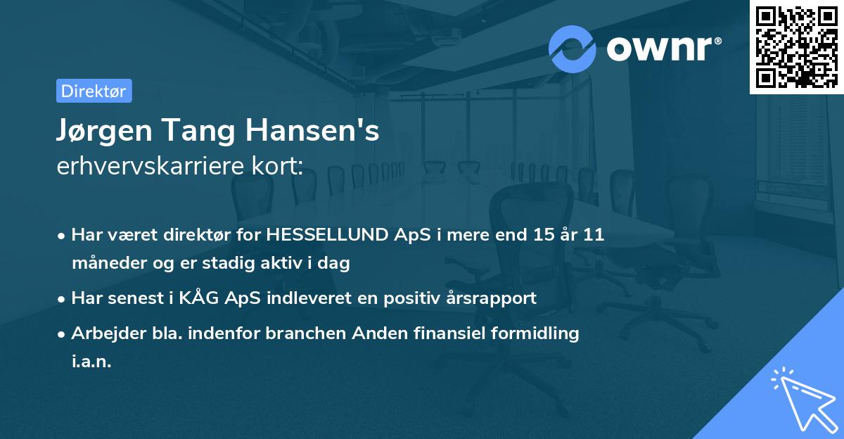 Jørgen Tang Hansen's erhvervskarriere kort