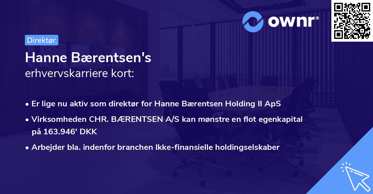 Hanne Bærentsen's erhvervskarriere kort