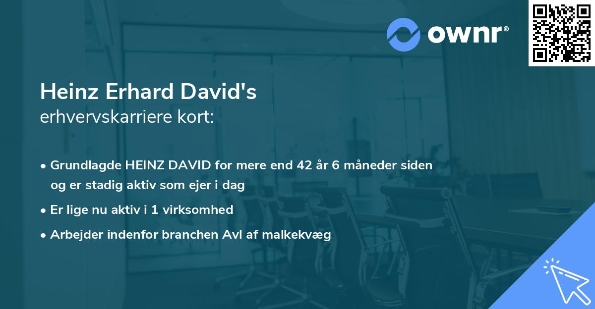 Heinz Erhard David's erhvervskarriere kort