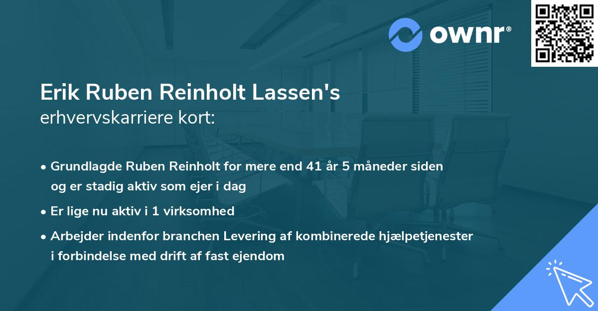 Erik Ruben Reinholt Lassen's erhvervskarriere kort