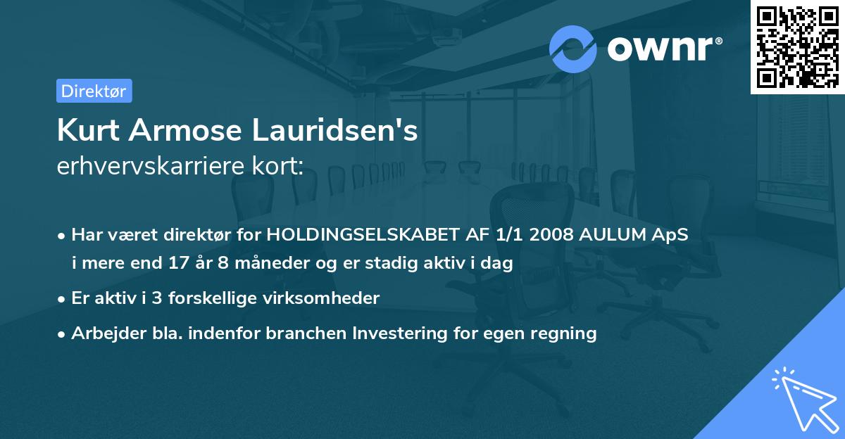 Kurt Armose Lauridsen's erhvervskarriere kort