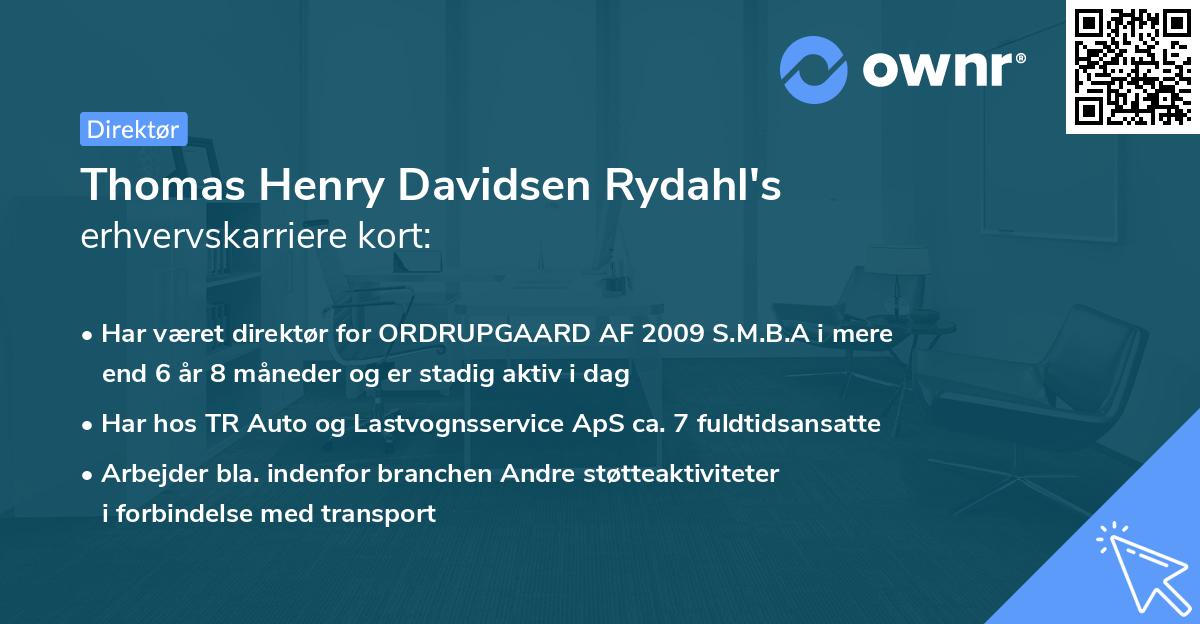 Thomas Henry Davidsen Rydahl's erhvervskarriere kort