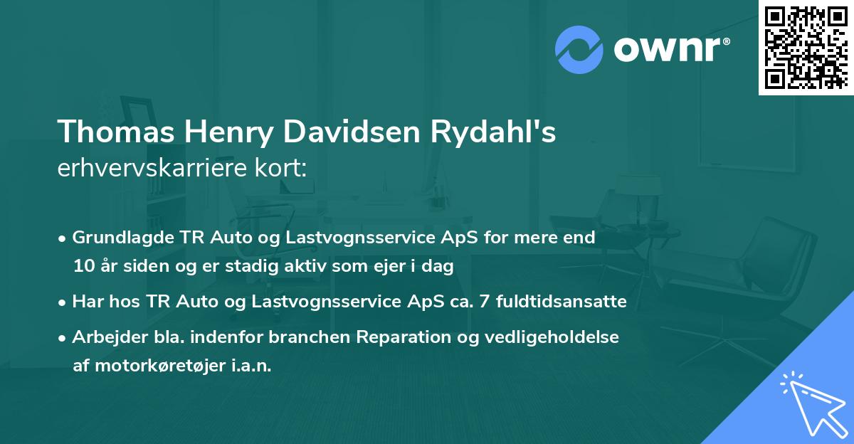Thomas Henry Davidsen Rydahl's erhvervskarriere kort