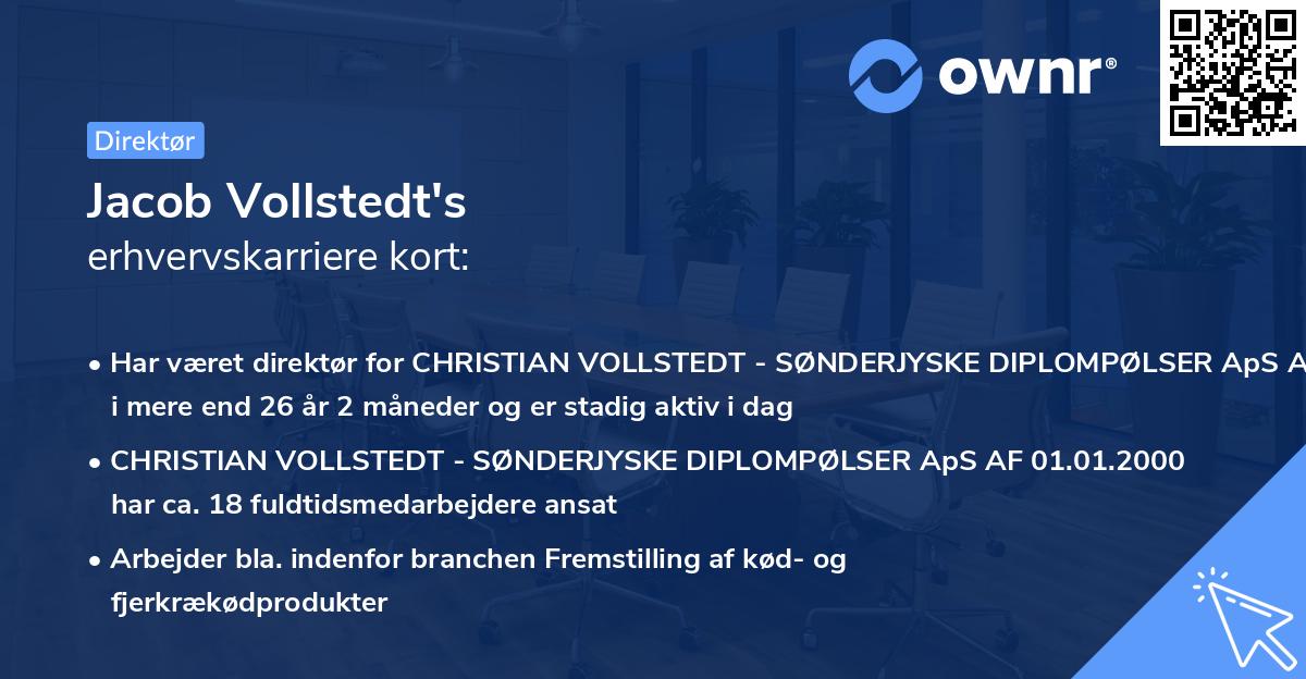 Jacob Vollstedt's erhvervskarriere kort