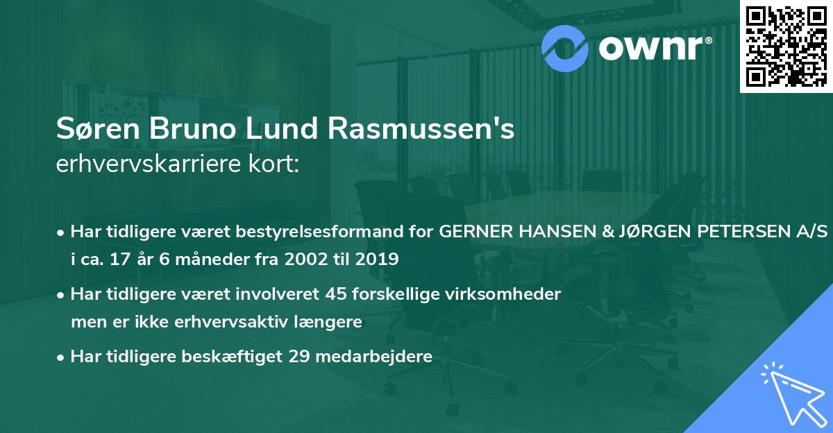 Søren Bruno Lund Rasmussen's erhvervskarriere kort