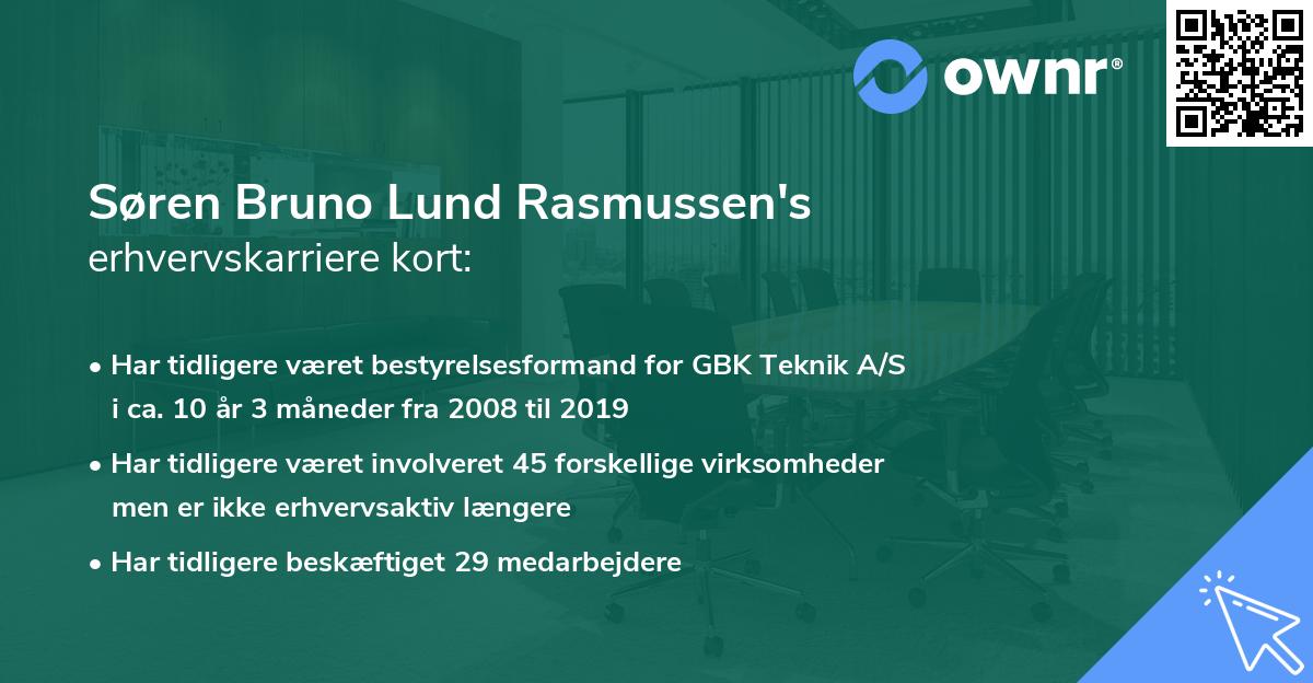 Søren Bruno Lund Rasmussen's erhvervskarriere kort