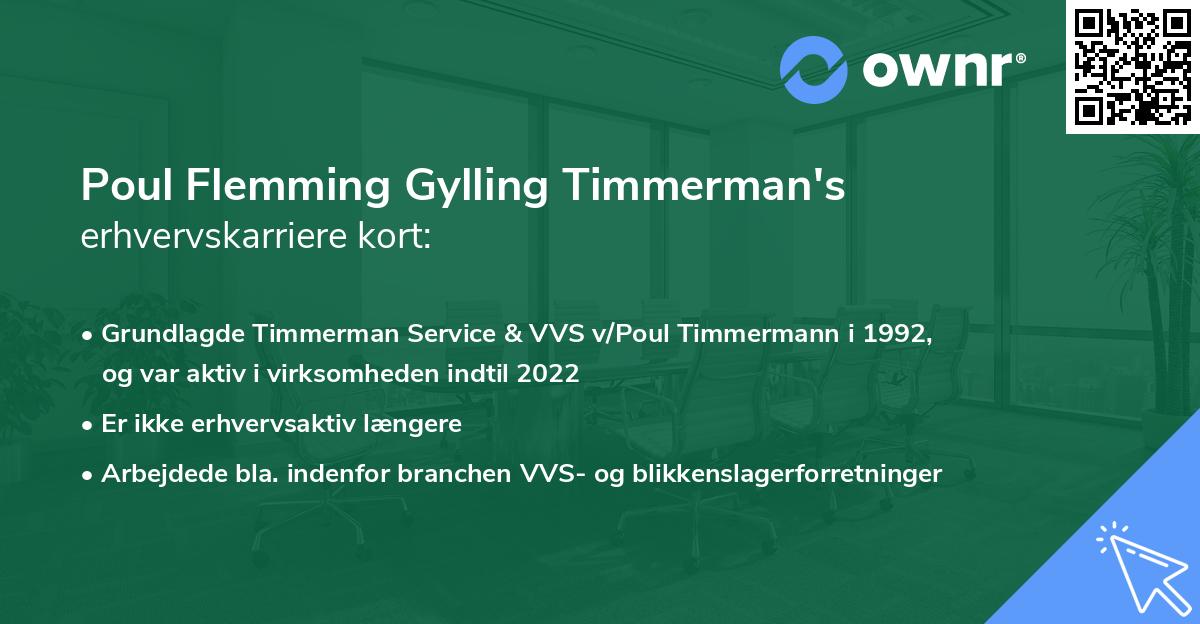 Poul Flemming Gylling Timmerman's erhvervskarriere kort