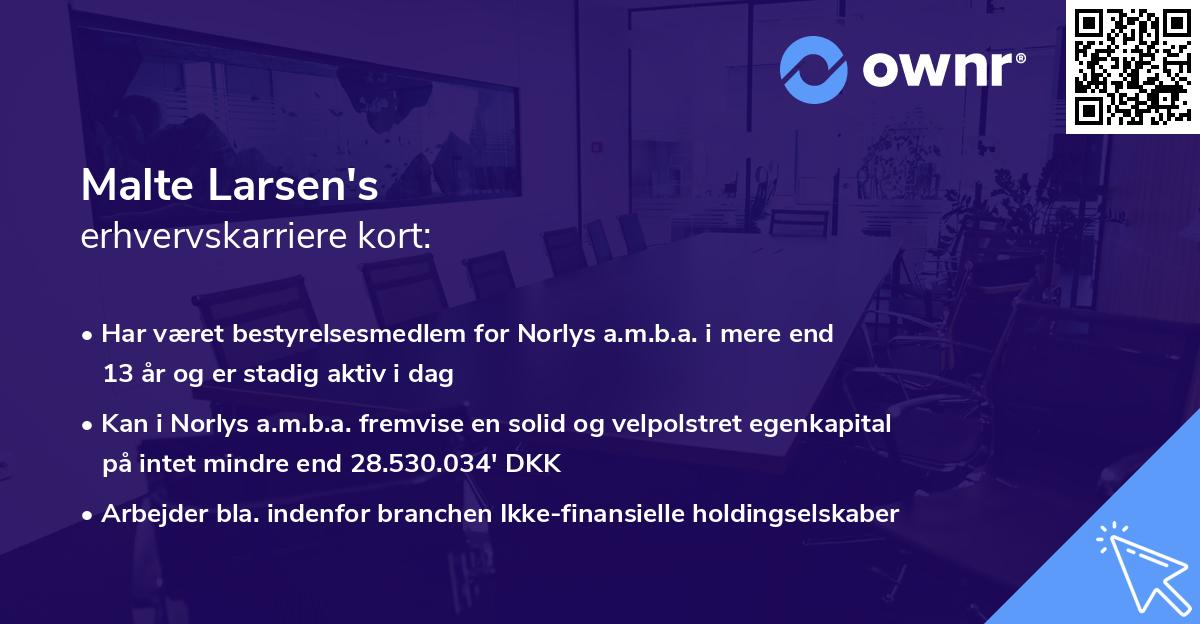 Malte Larsen's erhvervskarriere kort