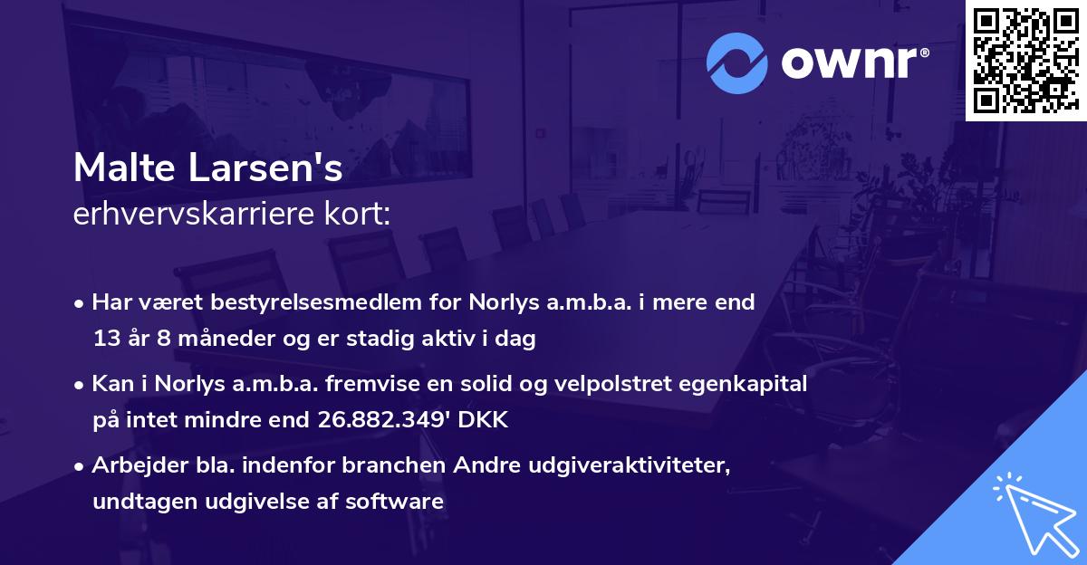 Malte Larsen's erhvervskarriere kort
