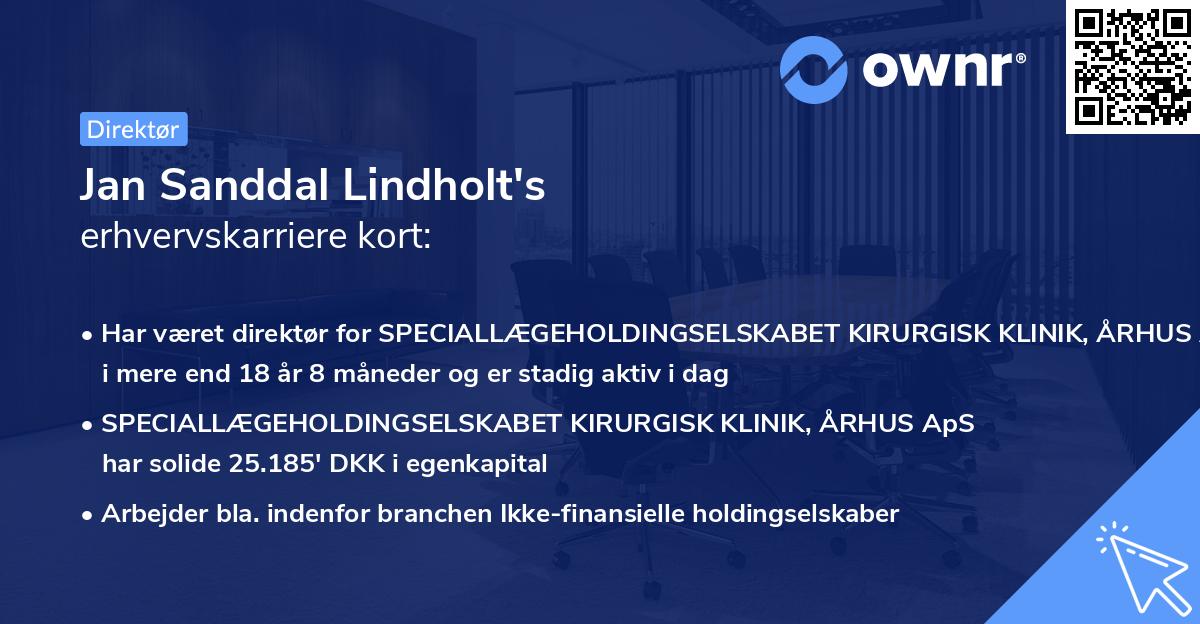 Jan Sanddal Lindholt's erhvervskarriere kort