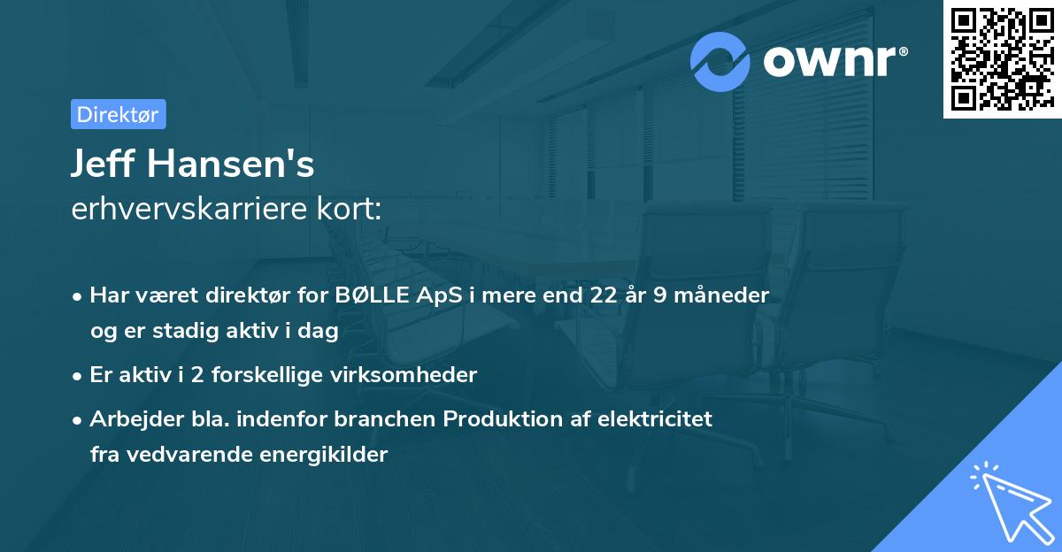 Jeff Hansen's erhvervskarriere kort