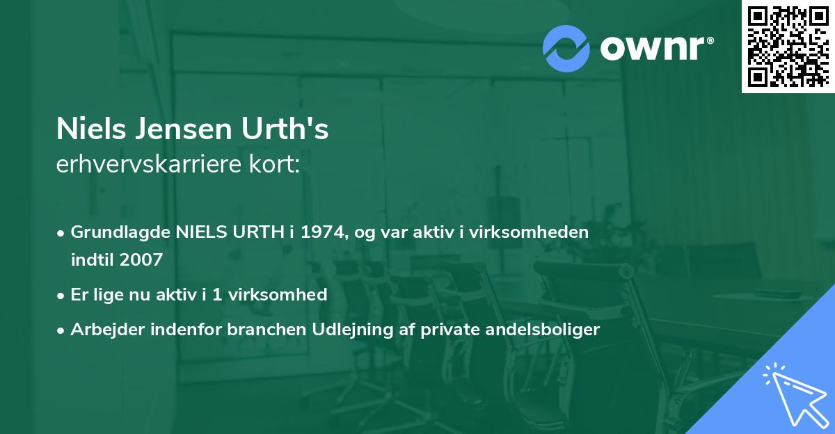 Niels Jensen Urth's erhvervskarriere kort