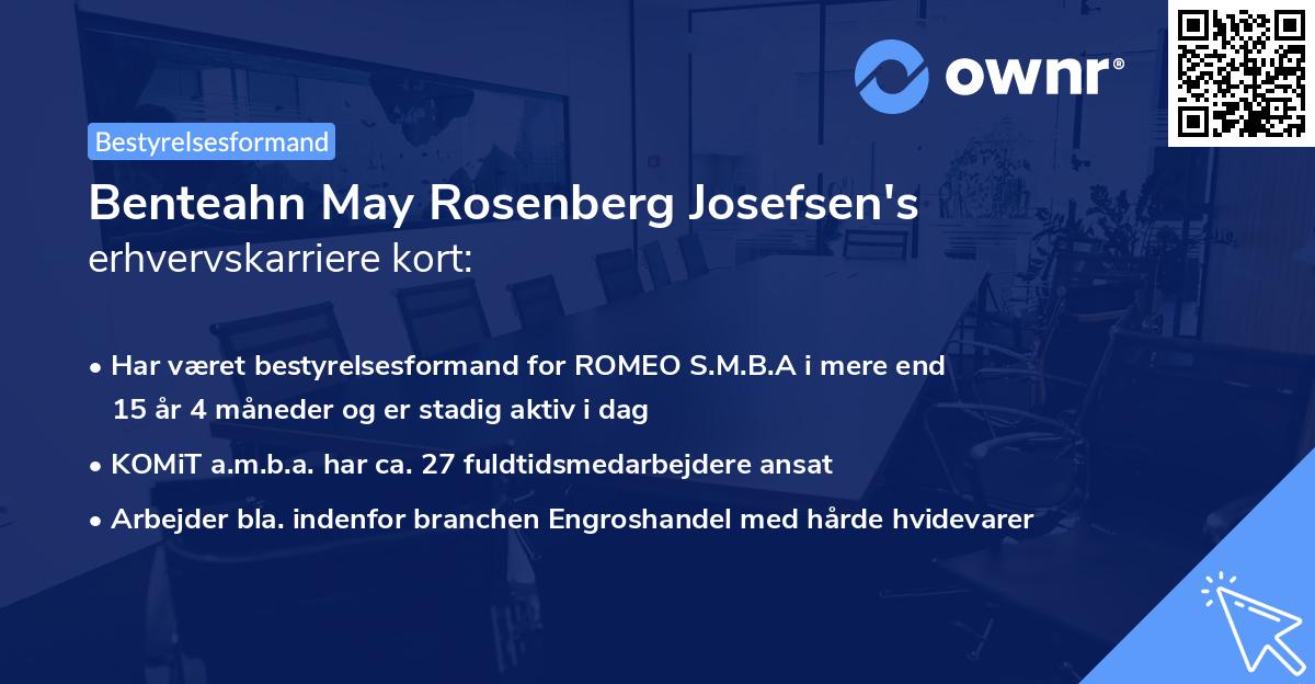 Benteahn May Rosenberg Josefsen's erhvervskarriere kort