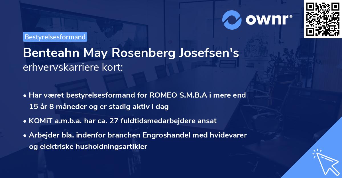 Benteahn May Rosenberg Josefsen's erhvervskarriere kort