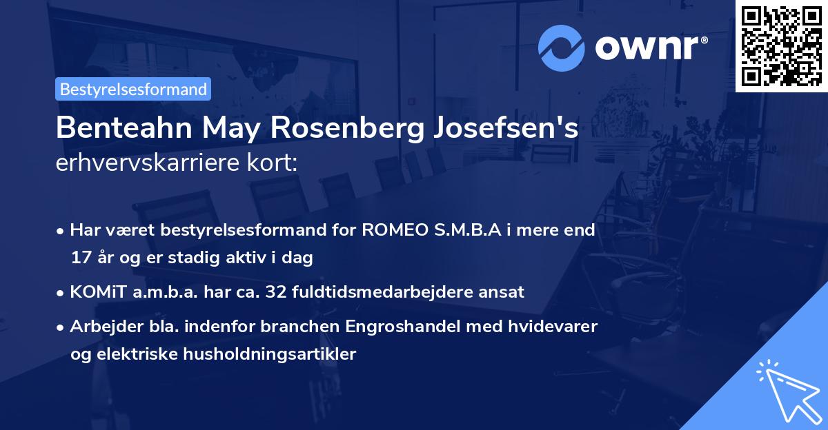Benteahn May Rosenberg Josefsen's erhvervskarriere kort