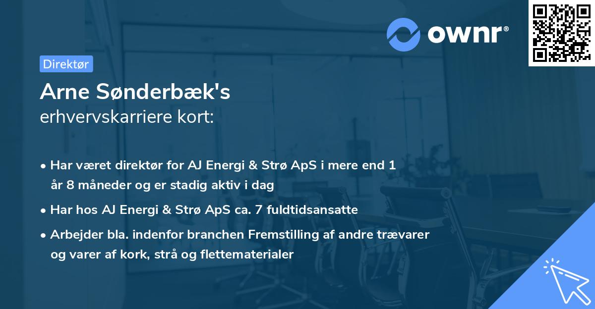 Arne Sønderbæk's erhvervskarriere kort
