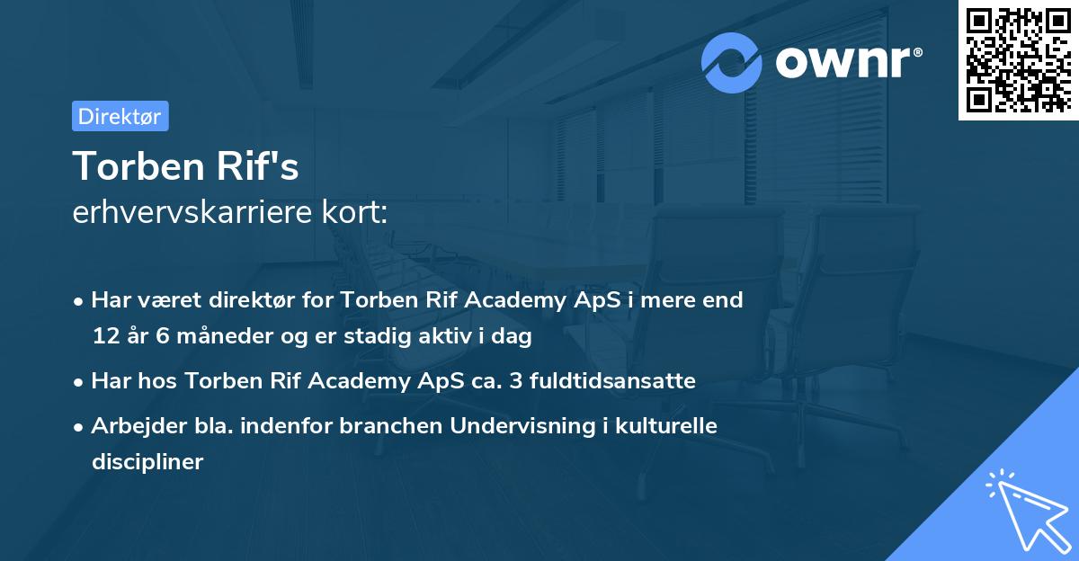 Torben Rif's erhvervskarriere kort