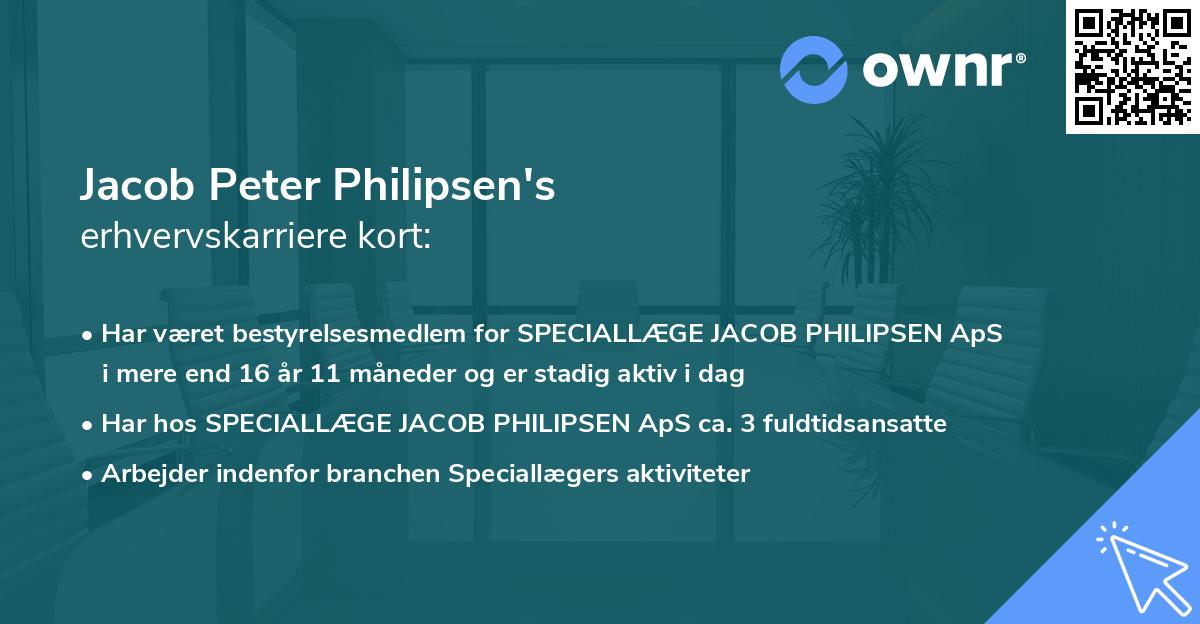 Jacob Peter Philipsen's erhvervskarriere kort
