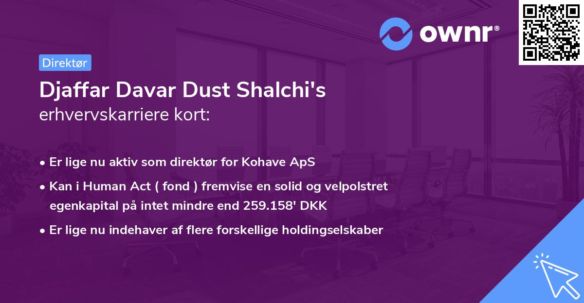 Djaffar Davar Dust Shalchi's erhvervskarriere kort