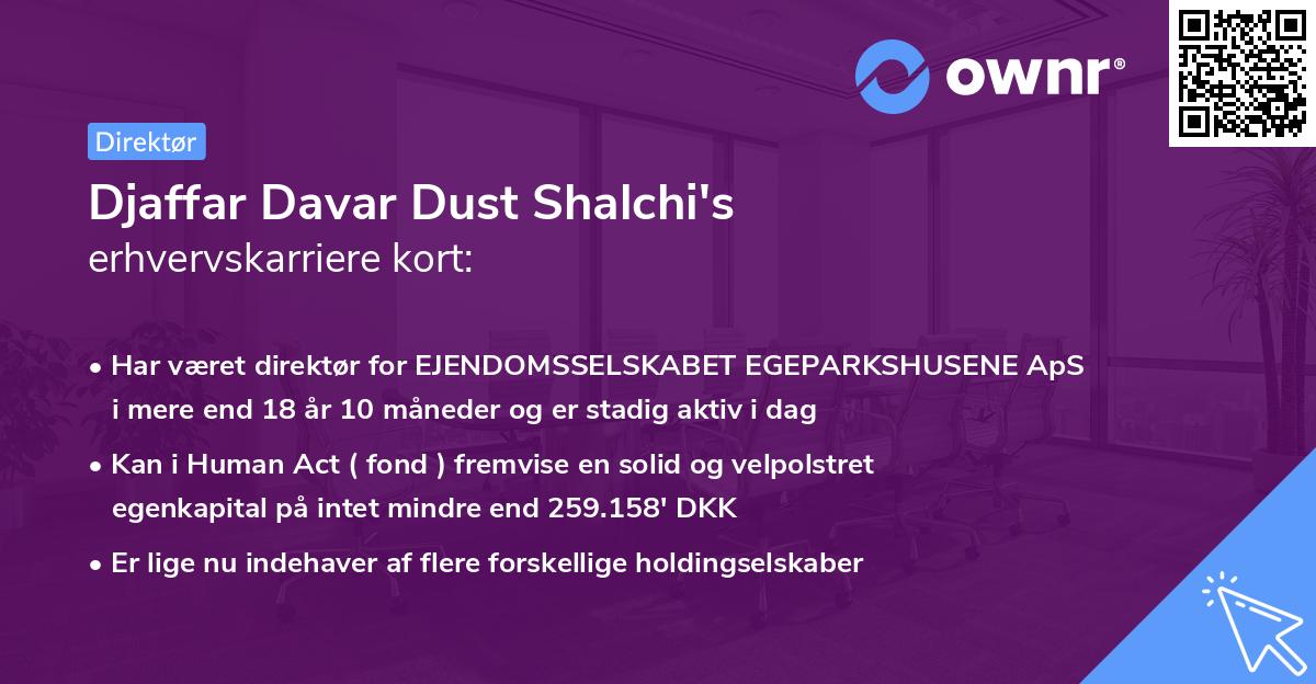 Djaffar Davar Dust Shalchi's erhvervskarriere kort