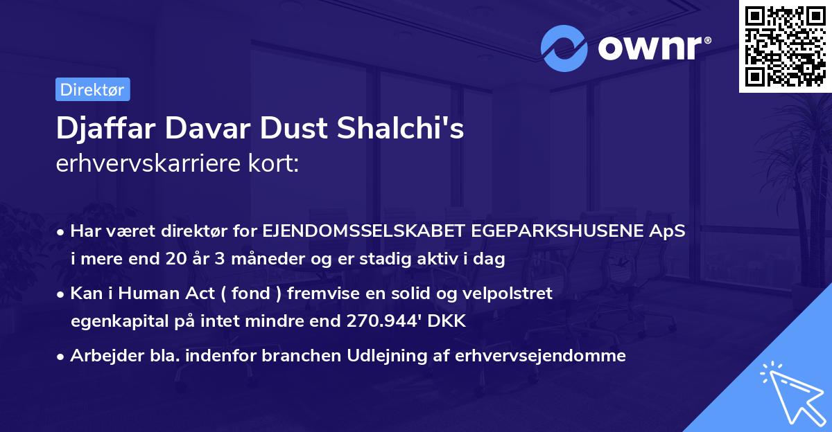 Djaffar Davar Dust Shalchi's erhvervskarriere kort