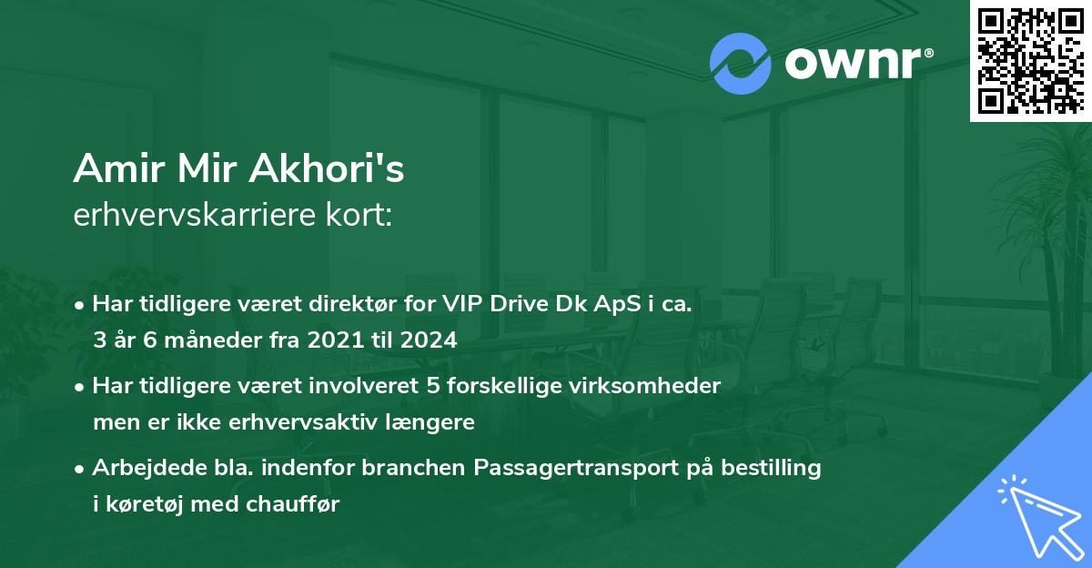Amir Mir Akhori's erhvervskarriere kort