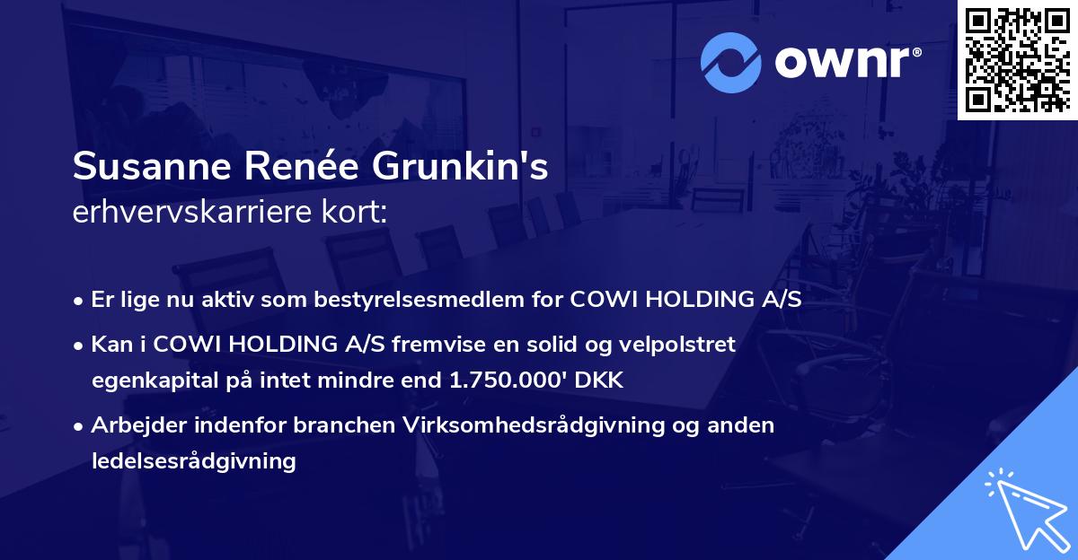 Susanne Renée Grunkin's erhvervskarriere kort