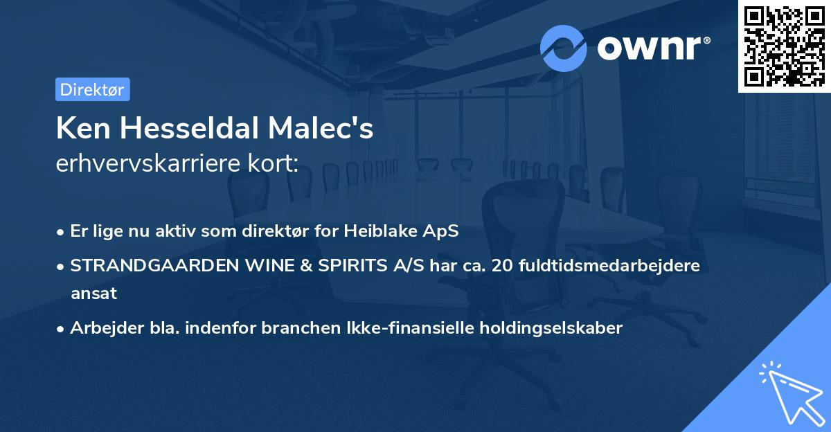 Ken Hesseldal Malec's erhvervskarriere kort