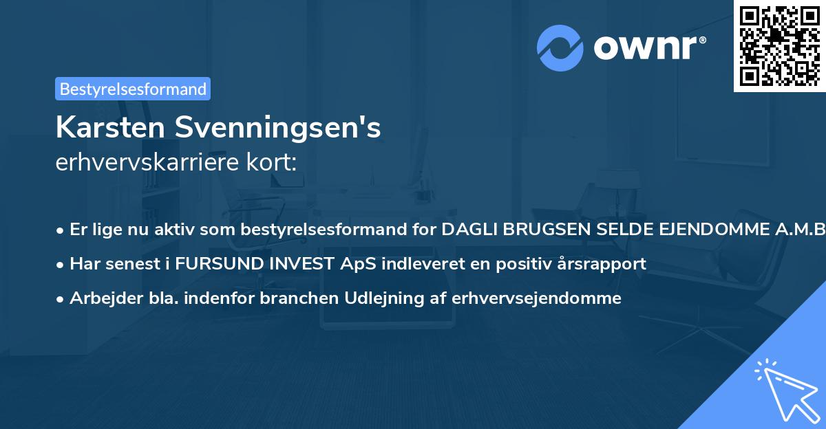 Karsten Svenningsen's erhvervskarriere kort