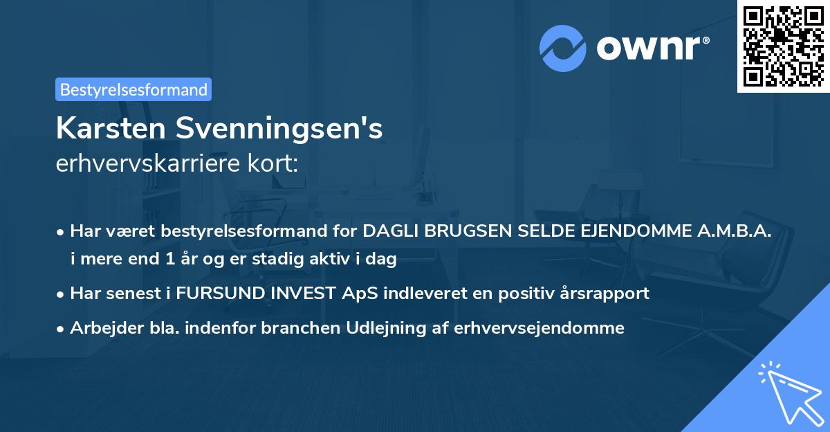 Karsten Svenningsen's erhvervskarriere kort