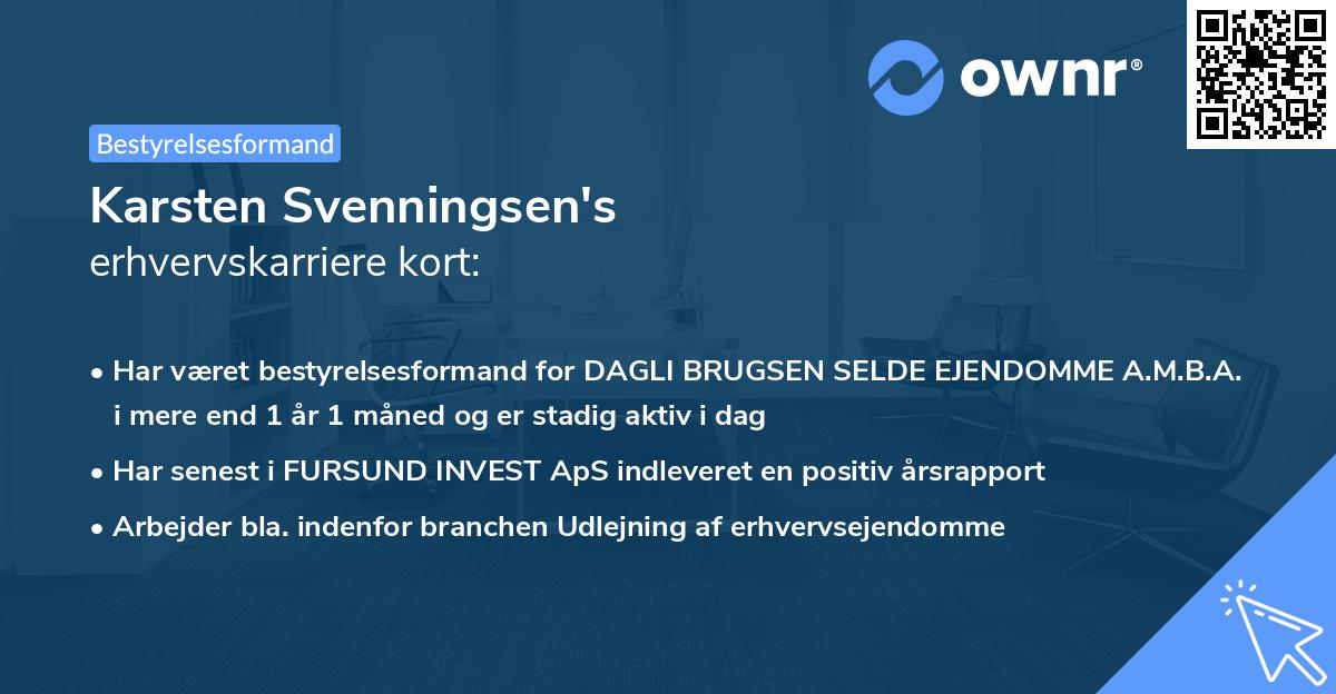 Karsten Svenningsen's erhvervskarriere kort
