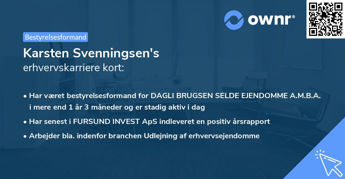 Karsten Svenningsen's erhvervskarriere kort