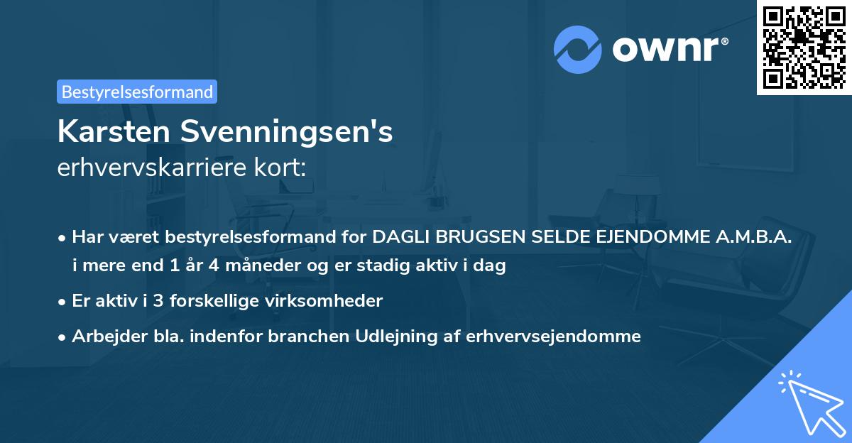 Karsten Svenningsen's erhvervskarriere kort