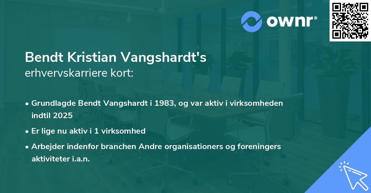 Bendt Kristian Vangshardt's erhvervskarriere kort