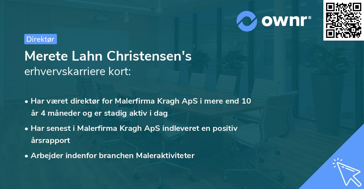 Merete Lahn Christensen's erhvervskarriere kort