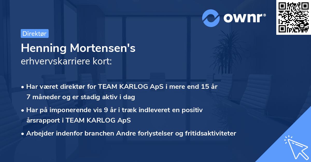 Henning Mortensen's erhvervskarriere kort