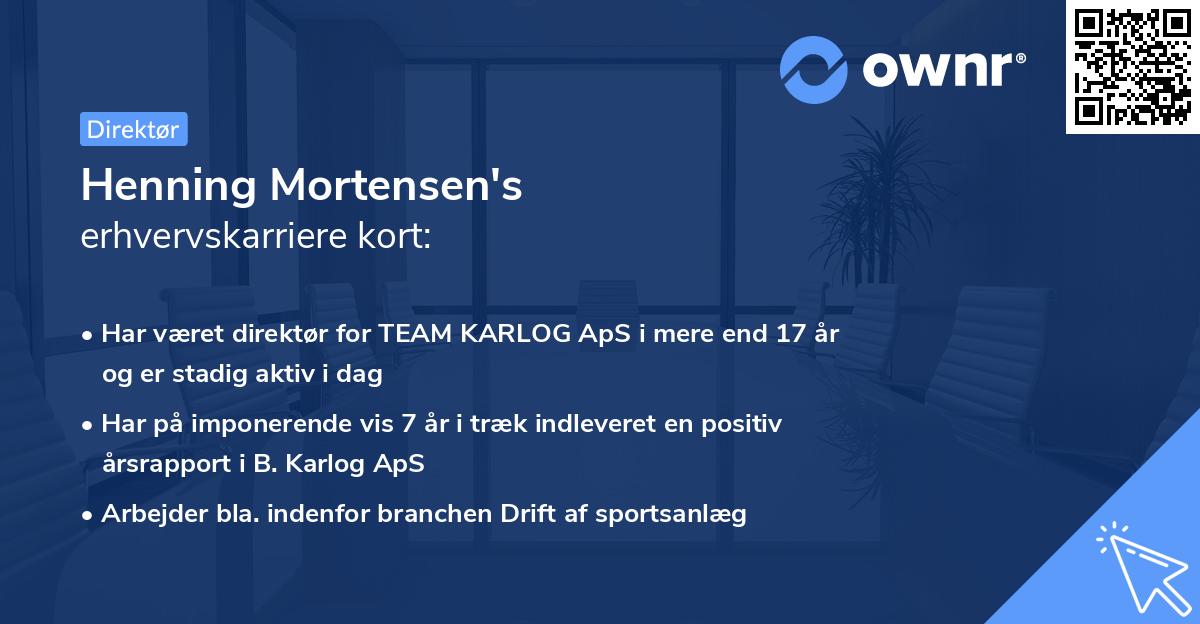 Henning Mortensen's erhvervskarriere kort