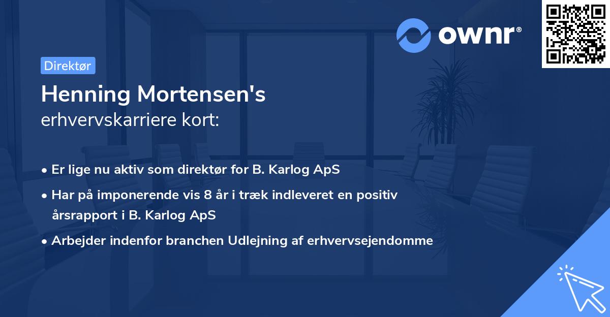 Henning Mortensen's erhvervskarriere kort